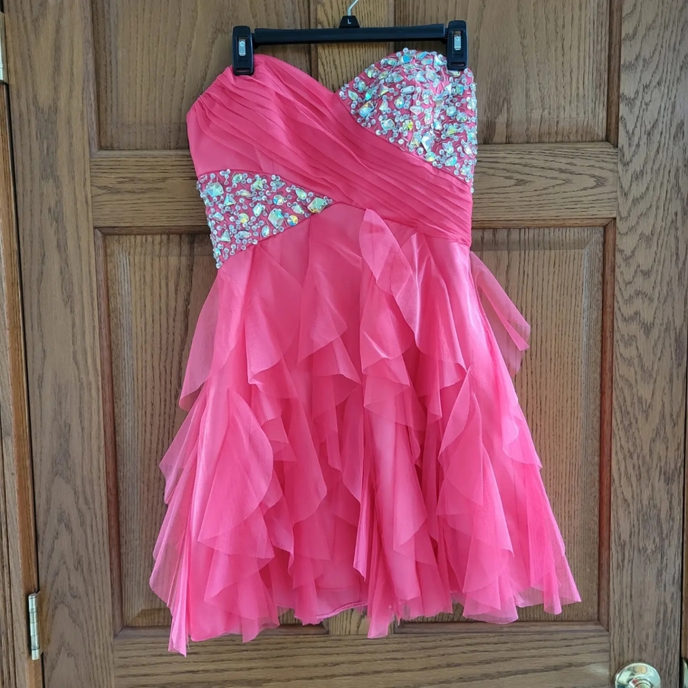 Pink Beaded Homecoming/Prom Dress